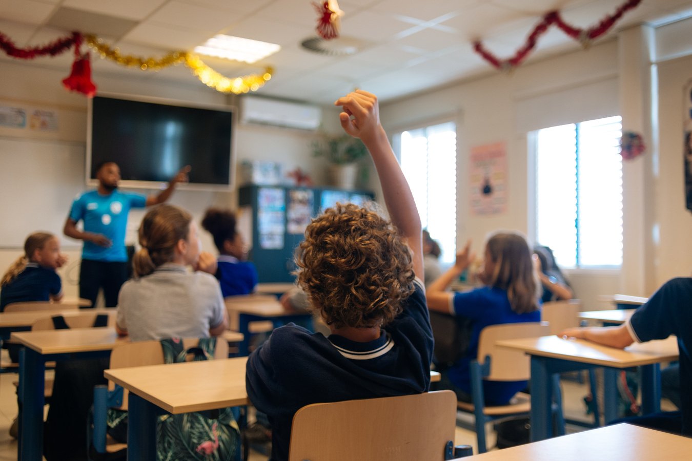 Middle school kids in a classroom